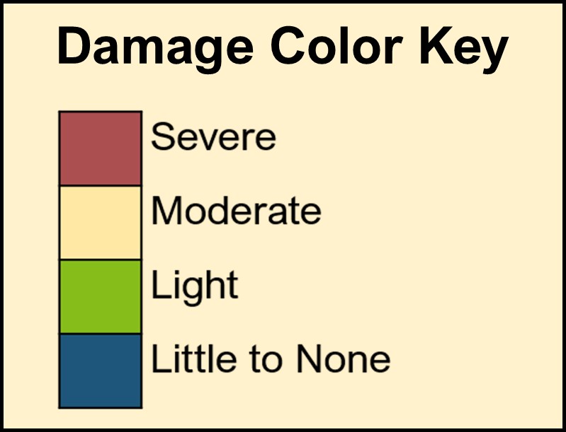 Color key for damage map